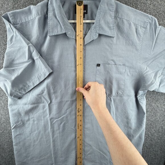 Quiksilver Short Sleeve 2XL Check Blue Streetwear Shirt Button Up Men Surf Skate - Picture 3 of 13